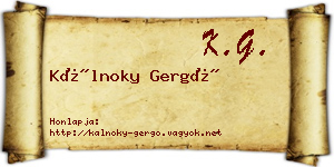 Kálnoky Gergő névjegykártya